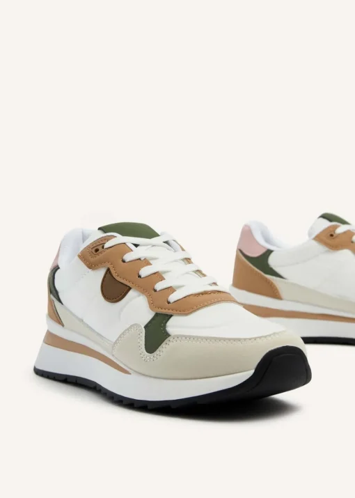 Linzi Clapham Beige Two-Tone Wedged Trainer