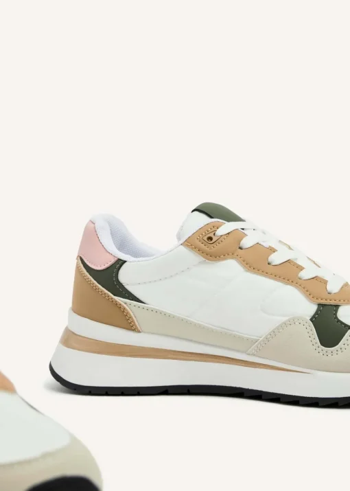 Linzi Clapham Beige Two-Tone Wedged Trainer
