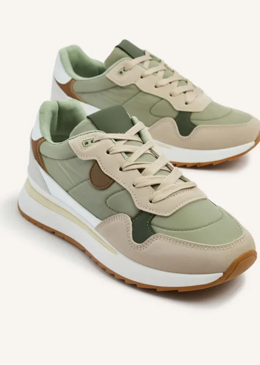 Linzi Clapham Khaki Two-Tone Wedged Trainer