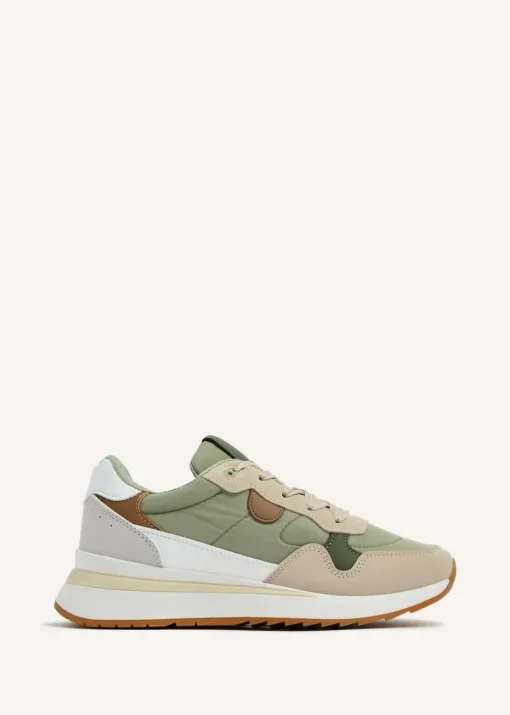 Linzi Clapham Khaki Two-Tone Wedged Trainer