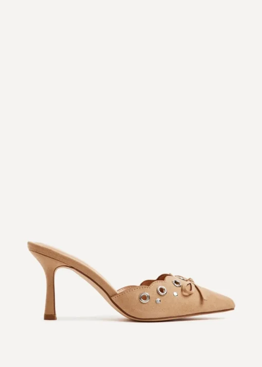 Linzi Clover Dark Nude Faux Suede Pointed Mule