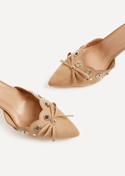 Linzi Clover Dark Nude Faux Suede Pointed Mule