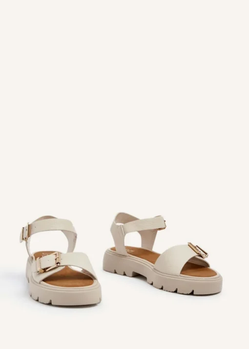 Linzi Comet Nude Faux Grain Leather Chunky Sandal