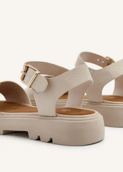 Linzi Comet Nude Faux Grain Leather Chunky Sandal
