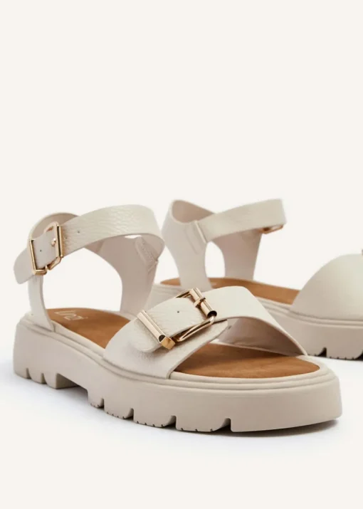 Linzi Comet Nude Faux Grain Leather Chunky Sandal