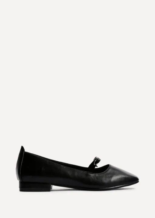 Linzi Cressida Black Faux Leather Ballet Pump