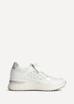 Linzi Daisie White Faux Leather Platform Trainers