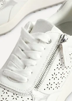 Linzi Daisie White Faux Leather Platform Trainers