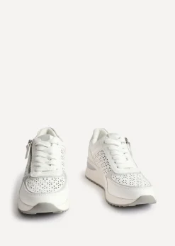 Linzi Daisie White Faux Leather Platform Trainers