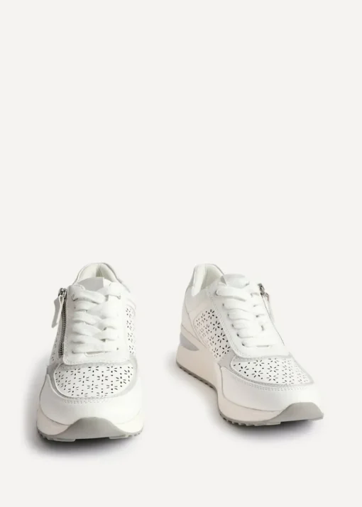 Linzi Daisie White Faux Leather Platform Trainers