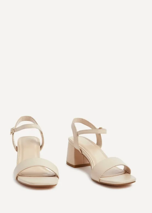 Linzi Darcie Sand Faux Leather Low Chunky Block Heeled Sandal