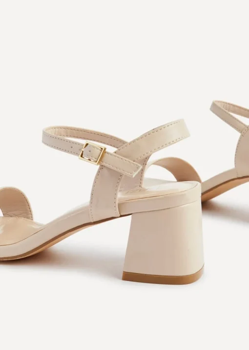 Linzi Darcie Sand Faux Leather Low Chunky Block Heeled Sandal