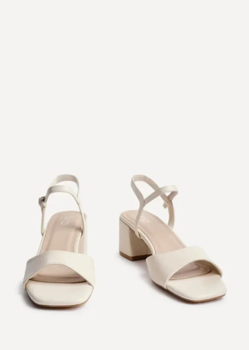 Linzi Darlene Nude Faux Leather Low Block Heeled Sandals