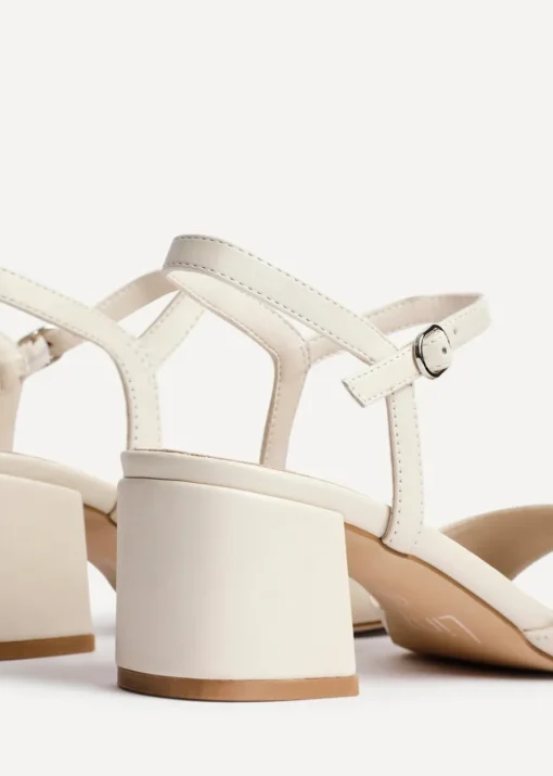 Linzi Darlene Nude Faux Leather Low Block Heeled Sandals
