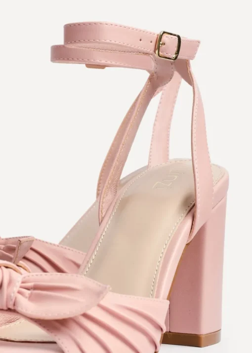 Linzi Darling Dusky Pink Faux Leather Heeled Sandals