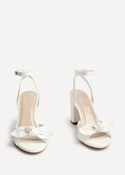 Linzi Darling White Faux Leather Heeled Sandals