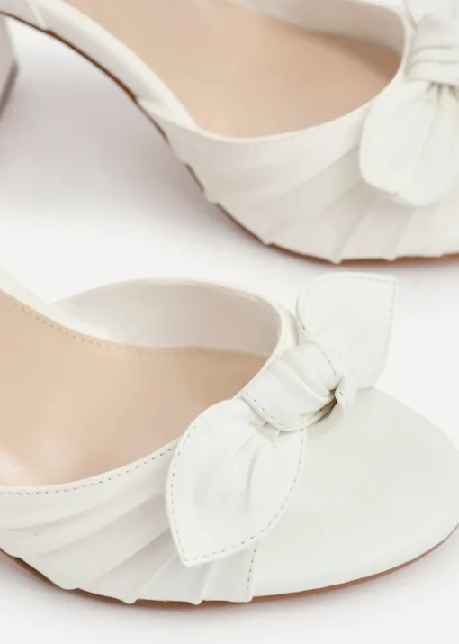 Linzi Darling White Faux Leather Heeled Sandals