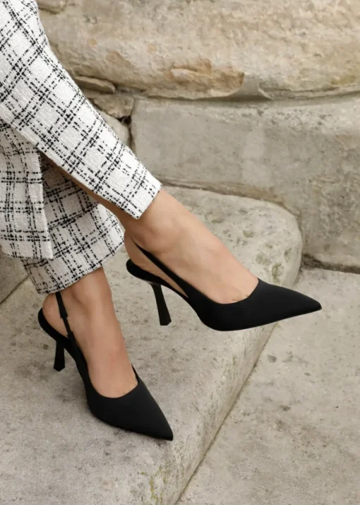 Linzi Dash Black Scuba Court Heel