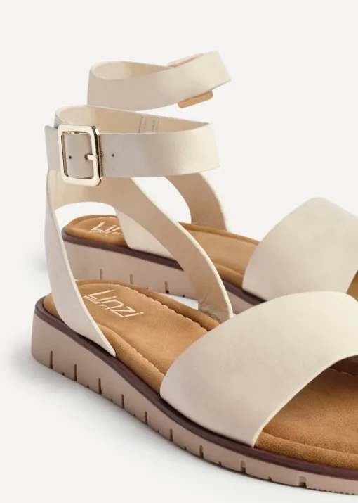 Linzi Denia Wide Fit Nude Faux Leather Footbed Two Part Sandal