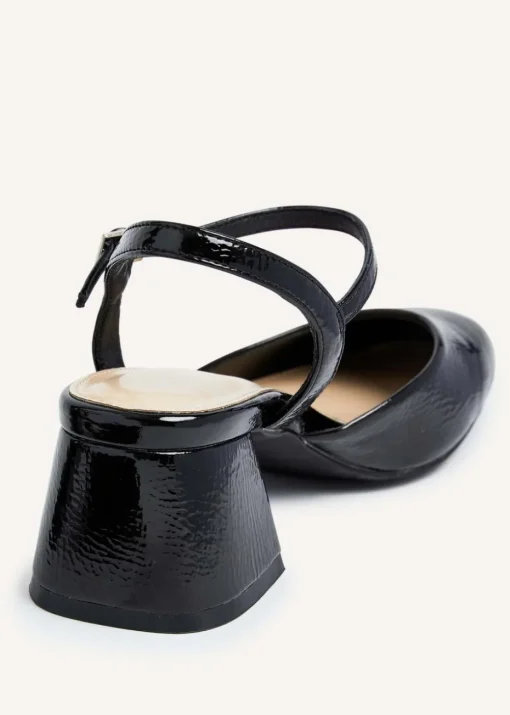 Linzi Dianne Black Faux Patent Leather Closed Toe Block Heeled