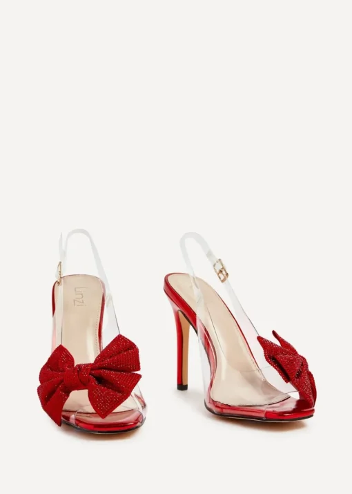 Linzi Divine Red Metallic & Perspex Heels