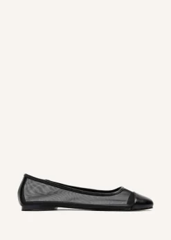 Linzi Elara Black Mesh & Faux Leather Mary Jane Pump