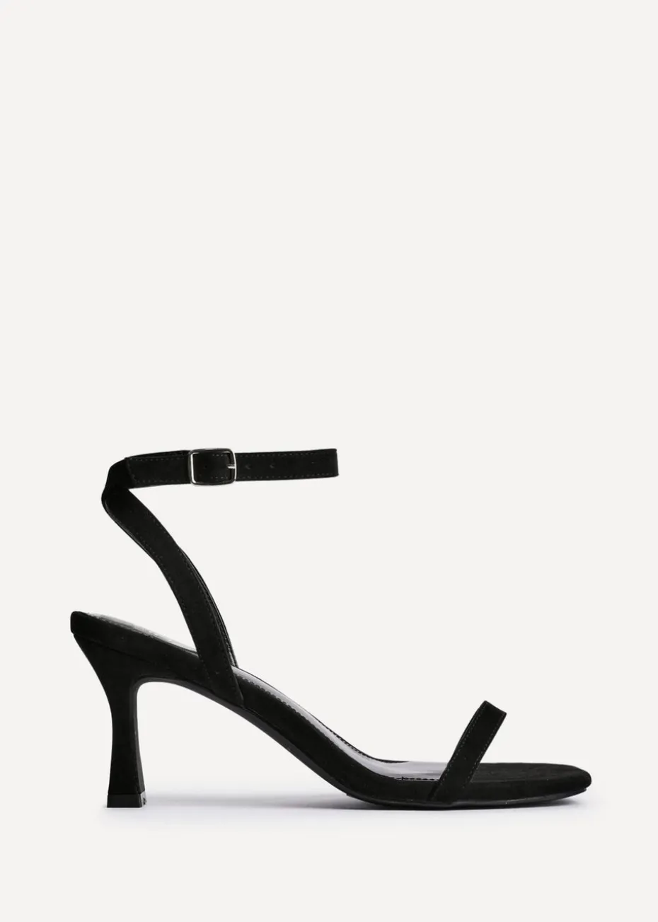 Linzi Elevate Black Faux Suede Barely There Stiletto Heeled Sandals