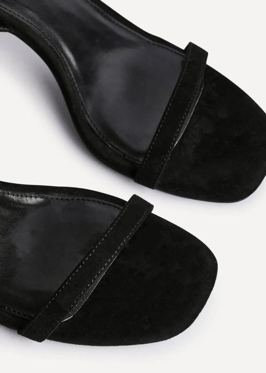 Linzi Elevate Black Faux Suede Barely There Stiletto Heeled Sandals