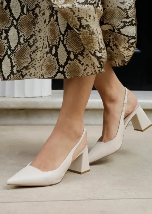 Linzi Elizabeth Sand Faux Leather Court Shoes