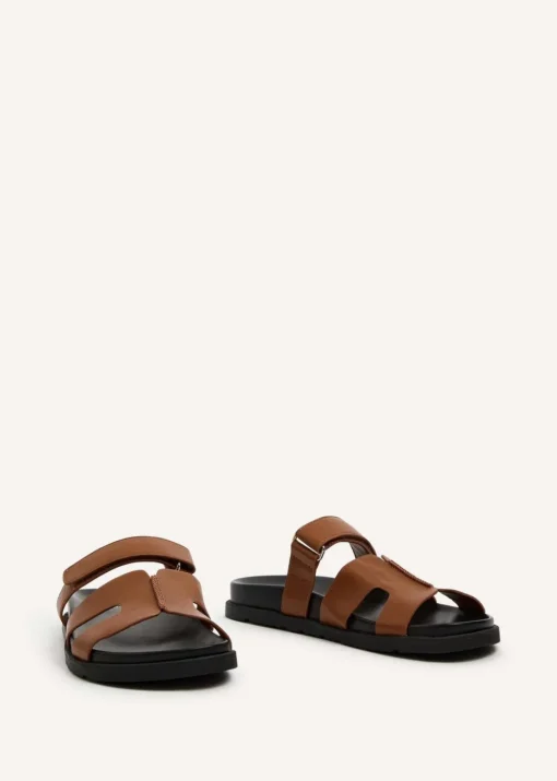 Linzi Emmy Tan Faux Leather Footbed Linked Design Sandal