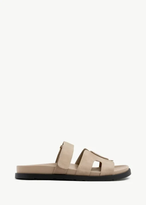 Linzi Emmy Taupe Faux Nubuck Footbed Linked Design Sandal
