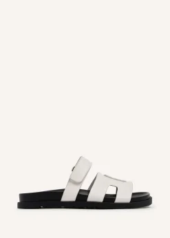 Linzi Emmy White Faux Leather Footbed Linked Design Sandal