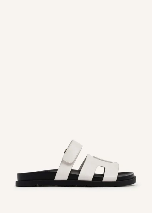 Linzi Emmy White Faux Leather Footbed Linked Design Sandal