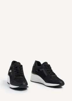 Linzi Everett Black Glitter Wedged Trainer