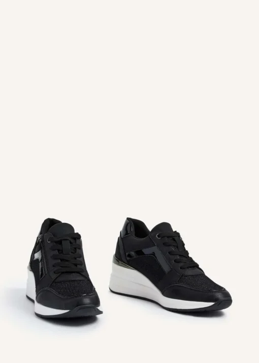 Linzi Everett Black Glitter Wedged Trainer