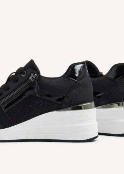 Linzi Everett Black Glitter Wedged Trainer
