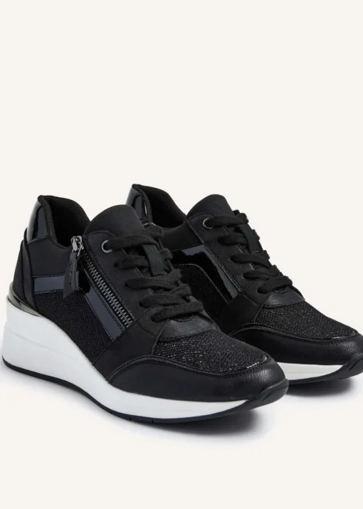 Linzi Everett Black Glitter Wedged Trainer