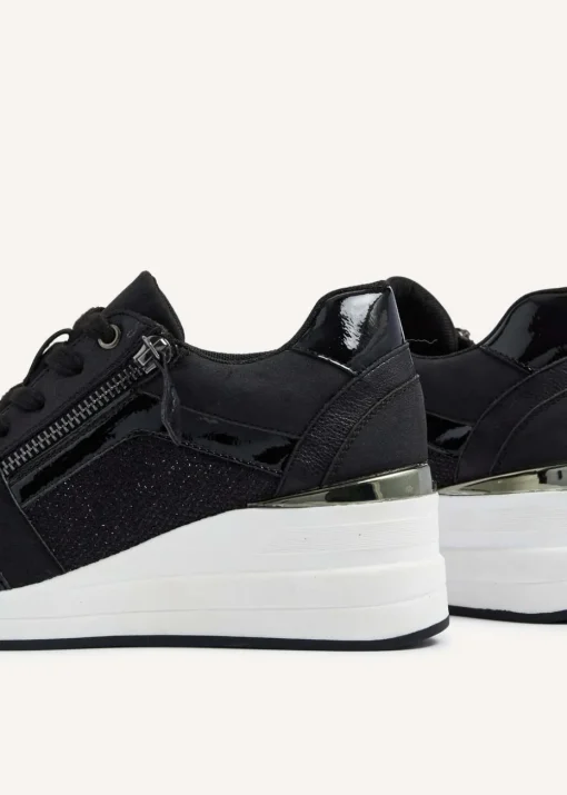 Linzi Everett Black Glitter Wedged Trainer