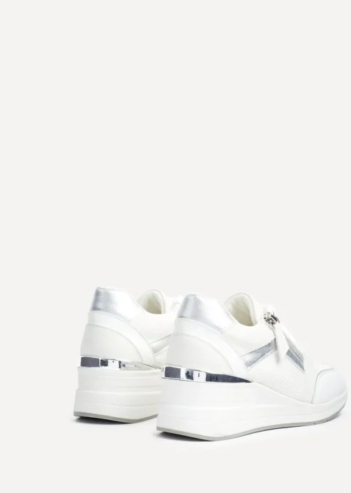 Linzi Everett White & Silver Wedged Trainer