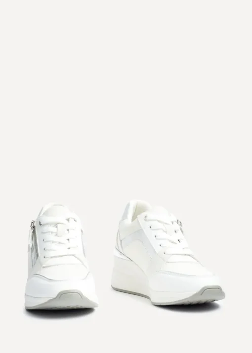 Linzi Everett White & Silver Wedged Trainer