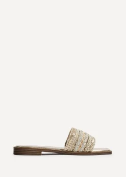 Linzi Fernanda Gold Embellished Slip On Sandals
