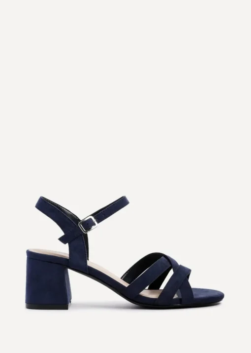 Linzi Flair Navy Faux Suede Heeled Sandals