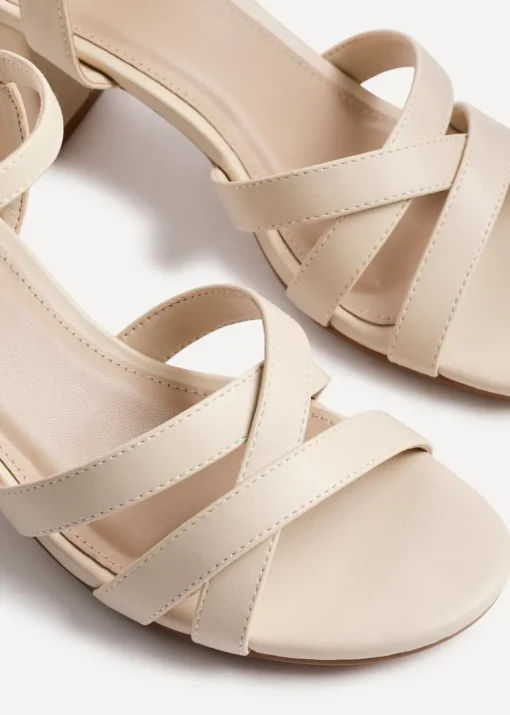 Linzi Flair Sand Faux Leather Heeled Sandals