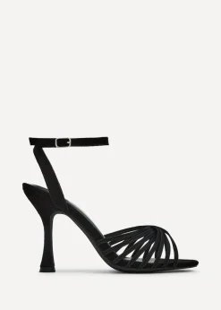 Linzi Fleur Black Faux Suede Heeled Sandal