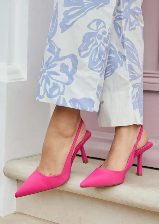 Linzi Fling Hot Pink Lycra Sling Back Court Heel