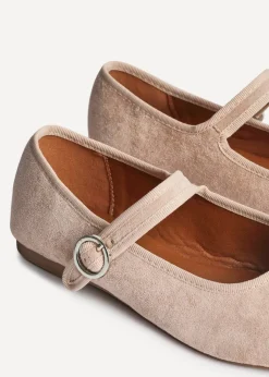 Linzi Graceful Nude Faux Suede Ballet Pumps