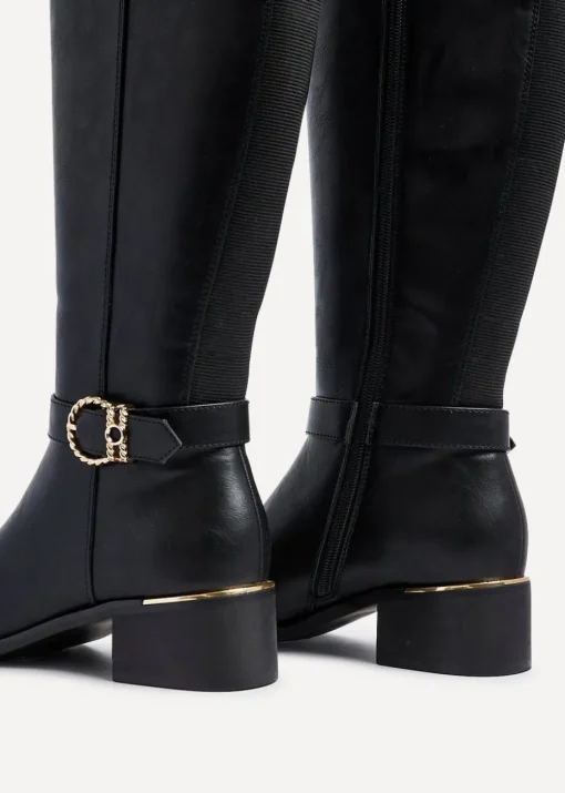 Linzi Gwen Black Faux Leather Knee High Boot