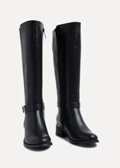 Linzi Gwen Black Faux Leather Knee High Boot