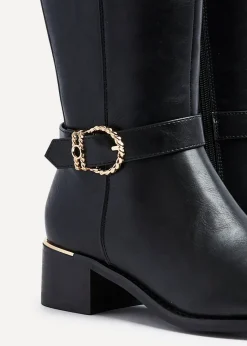 Linzi Gwen Black Faux Leather Knee High Boot
