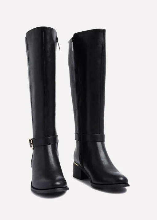 Linzi Gwen Black Faux Leather Knee High Boot